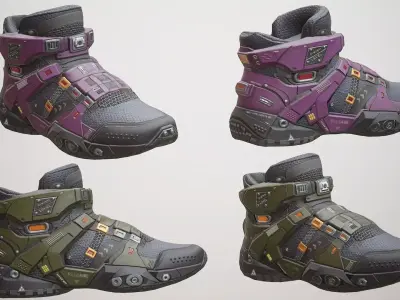 Sci-Fi Sneakers P04 Low-poly 3D model