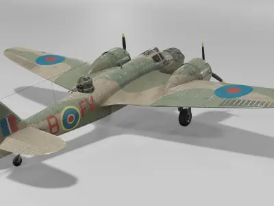 Bristol Blenheim MK IV Light bomber Low-poly 3D model