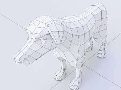 Street dog 3d model  Low-poly 3D model