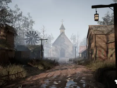 Abandoned Haunted Village Environment Low-poly 3D model