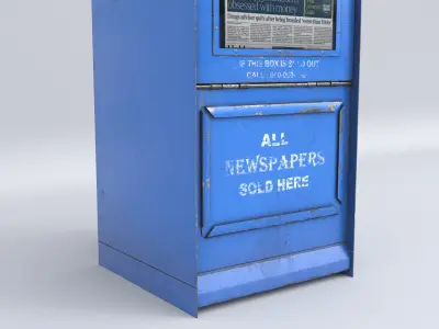 Newspaper Dispenser Blue HD 3D model