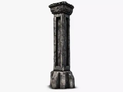 Stone column 4 Low-poly 3D model