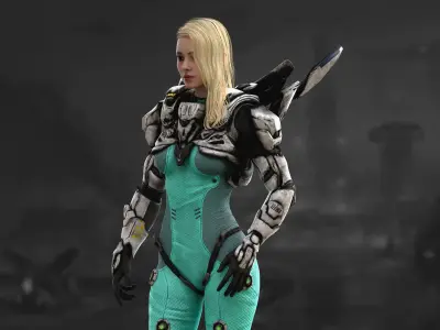 Sci Fi Girl Astronaut Low-poly 3D model