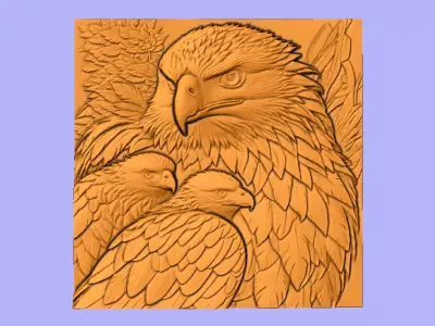 AGUIA E FILHOTES 2 BAS RELIEF 3D model