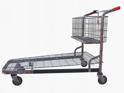 Shopping cart weathered v1 Low-poly 3D model