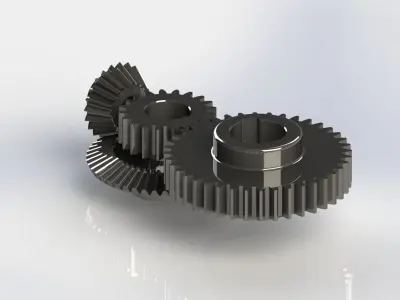 Meshing Gears - Gear Mechanism 3D model