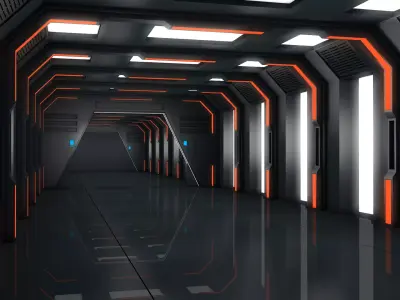 Low Poly Sci Fi Corridor 3D model