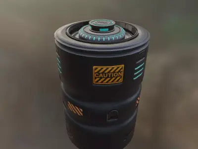 Sci-Fi Neon Barrel - container Low-poly 3D model Low-poly 3D model