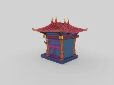 Japanese Temple Low-poly 3D model