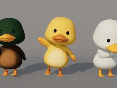 Rigged Cartoon Duck Low-poly 3D model
