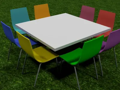 Plastic Table and Chairs Free low-poly 3D model