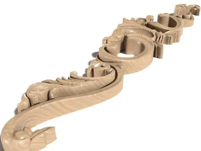 Cartouche-003 carved ornate crown molding 3D model