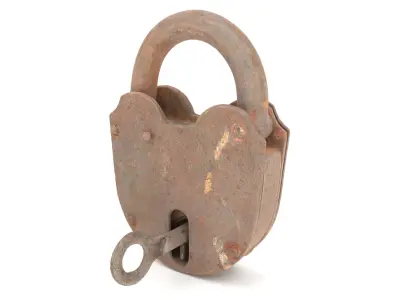 Padlock with Key Low-poly 3D model