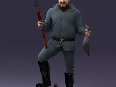 000267 Hunter with Rifle and Trophy 0527 3D model