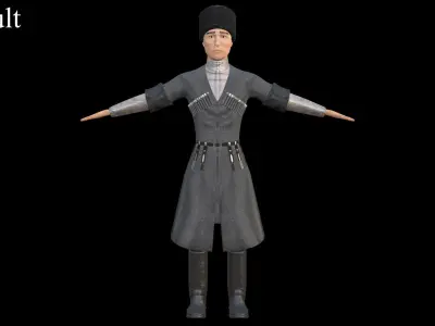 Caucasian or Cossack Character Costume Low-poly 3D model