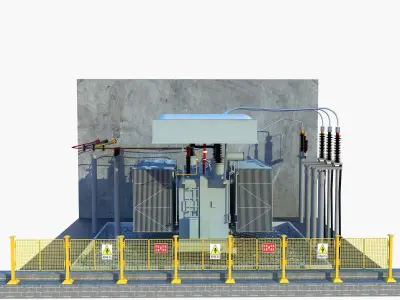 Transformer electrical with fence 3D model