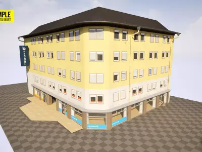 European Buildings City - Office A - Modular - Enterable - Ger Low-poly 3D model