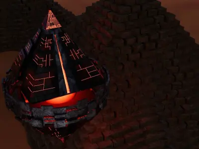 UFO 4 Pyramid Spaceship - Ovni - Flying Saucer Free 3D model