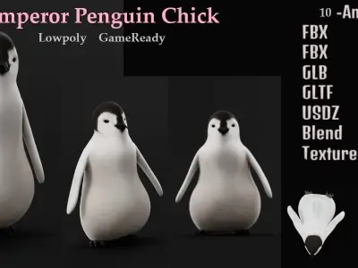 Emperor Penguin Chick Low-poly 3D model