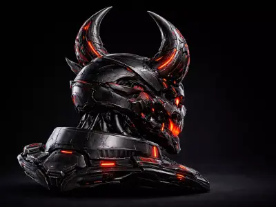 Infernal Cyber Demon Skull Mech Helmet 3D model