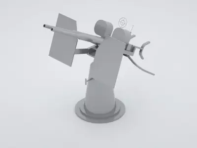 20mm Oerlikon Twin Anti Air Machine Gun Mk24 Mount 3D model