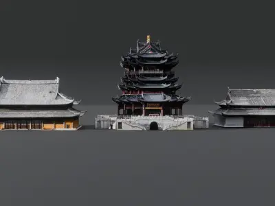 Historic Chinese Buildings - Pack of 3 3D model