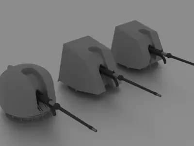 Naval Gun OTO Melara 76mm Family 3D model