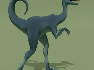 Cartoon Blue Dinosaur Low-poly 3D model