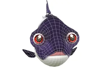 Giant Carp Fish Cartoon Animated Low-poly 3D model