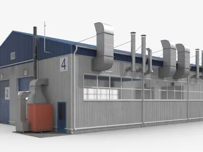 Factory Unit Building UralSpetsTrans Simplified 3D model