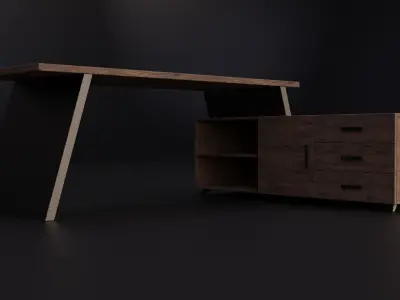 Modern Desk Design Free 3D model