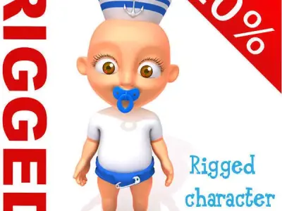 Sailor man baby Cartoon Rigged  3D model