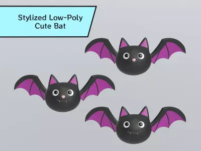 Stylized Low-Poly Cute Bat Low-poly 3D model