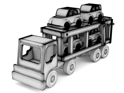 Wooden toy truck 13 3D model