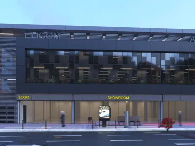 Commercial building 3D exterior Scene 3D model