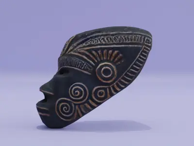 Mask Ancient Tlaloc Aztec Low-poly 3D model