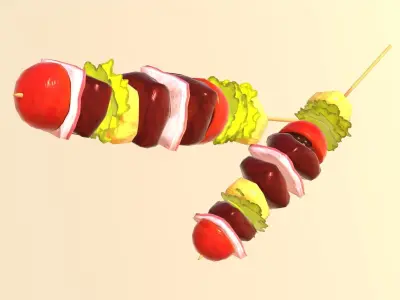 BBQ Skewers - Hand Painted Free 3D model
