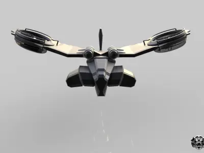 Sci-Fi Hover Plane Low-poly 3D model