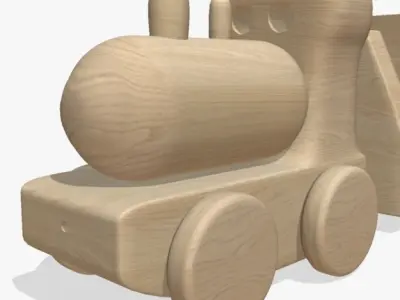 Wooden Toy Train 3D model
