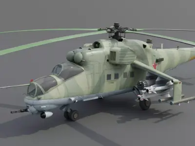 MIL MI 24 V Hind Attack helicopter Low-poly 3D model