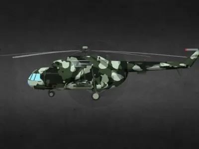 MI-17 camouflage helicopter Low-poly 3D model