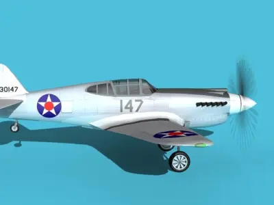 Curtiss P-40B Warhawk V11 USAAF 3D model