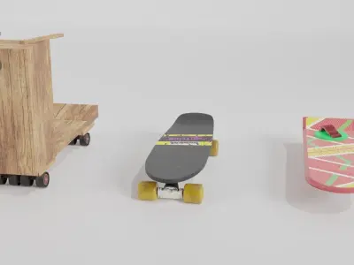 Set Hoverboard Back to the Future Part I II III 1955 1985 2015 3D model