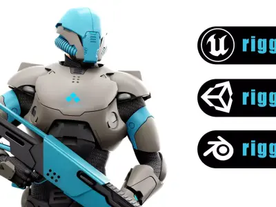 CYBORG SOL-90 Rigged for Unreal Engine - Unity - MIXAMO 3D model