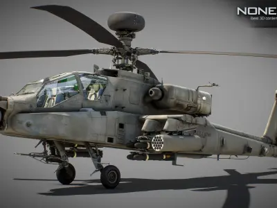 Boeing AH-64D Apache Longbow Attack Helicopter with Cockpit 3D model