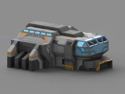 Sci-Fi Military Building - Headquarter HQ Low-poly 3D model