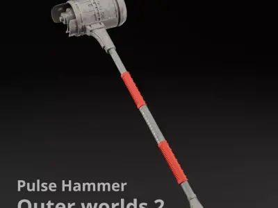 Pulse Hammer  Outer Worlds 2  Life-Size Split Parts FDM Ready 3D print model