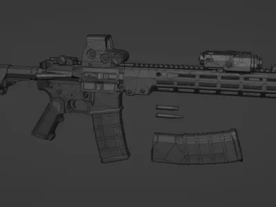 low-poly M4A1 SOPMOD Block III URGI Free 3D model