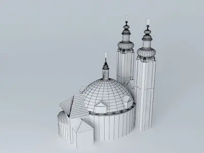 Baroque Mary Magdalene Church Low-poly 3D model