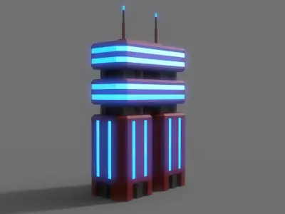 PBR Sci-Fi Building A35 Low-poly 3D model